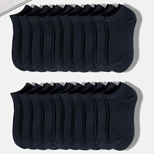 20 Pairs Men Solid Black Ankle Socks Anti Odor Antibacterial