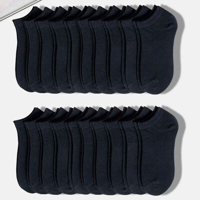20 Pairs Men Solid Black Ankle Socks Anti Odor Antibacterial