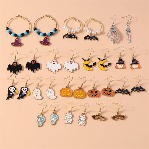 Fashion Halloween Bat Pumpkin Ghost Drop Earrings for Women