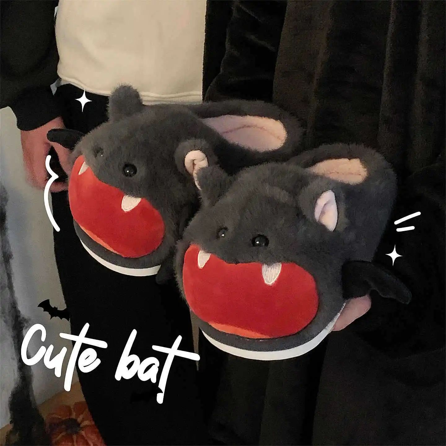 Winter Cute Bat Halloween Cotton Slippers UnisexBedroom Coup
