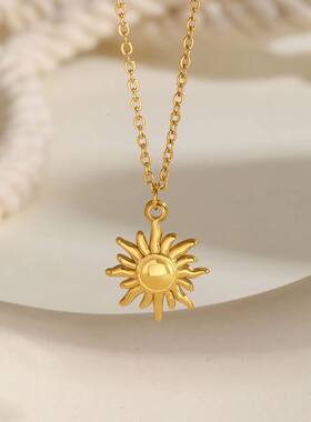 Greek Sun Necklace for Women, Stainless Steel Spiral Design