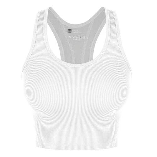 Basic Crop Tops Racerback Yoga Vest Women Gym Seamless Rib K