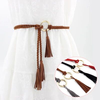 Handmade Waist Chain Elegant Lady Belt for Women Knitted Eth