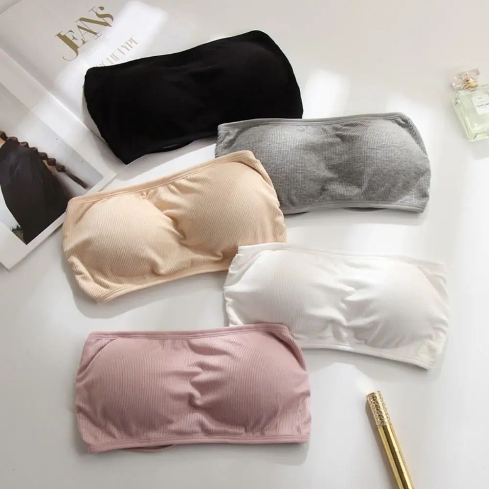 Women Invisible Strapless Bra Cotton ChestSexy Tube Tops Ins