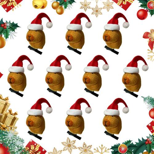 Christmas Hat Hair ClipChild Xmas Hat 3D Capybara Plush Hair