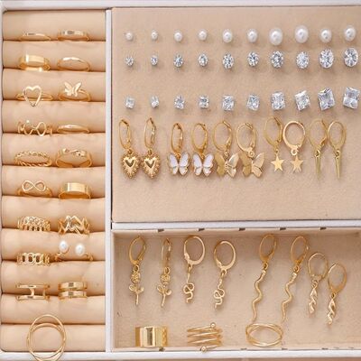 70PcsEarrings Ring Jewelry Set Including Heart-shaped Snake