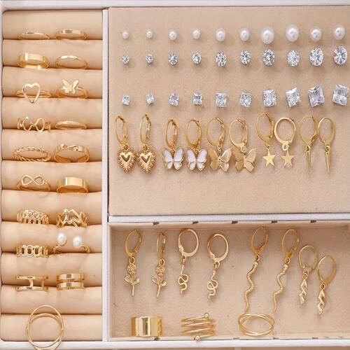 70PcsEarrings Ring Jewelry Set Including Heart-shaped Snake