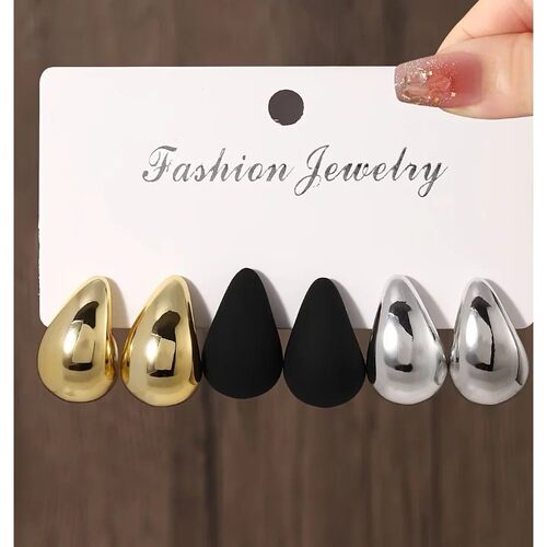 Vintage Multi Color Water Drop Stud EarringsPunk Smooth Meta