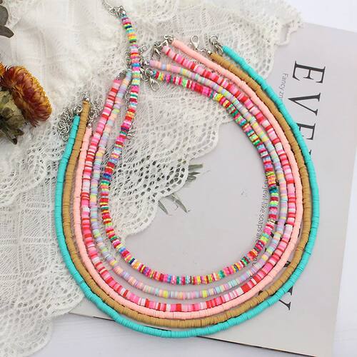 Colorful Beads Necklace Women Summer  HandmadeBoho Polymer C