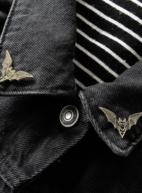 2pcs Bat Enamel P Gothic Punk Witch Halloween Brooch Collar