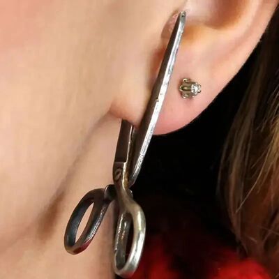 Gothic Imitation Scissors Exaggerate Stud Earrings For Men W