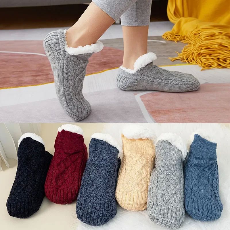 Winter Indoor Home Socks for Women and Men Warm Velvet Thick