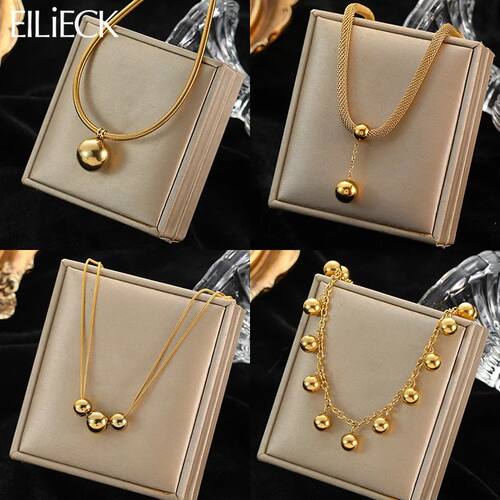 316L Stainless Steel Gold Color Hollow Ball Beads Pendant Ne