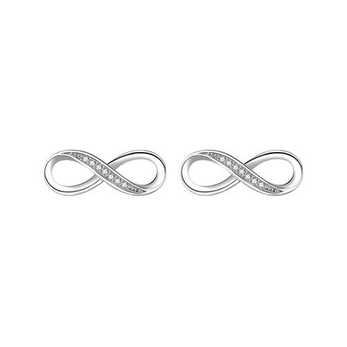 Zircon Infinity Symbol Stud Earrings For Women Silver Color