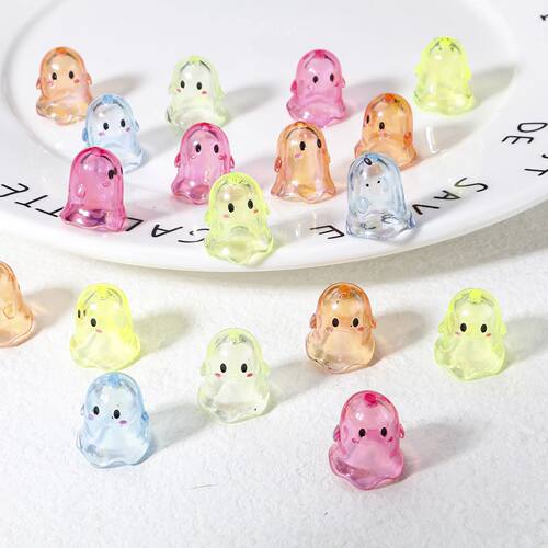 5 PCs Acrylic Halloween Ghost Beads For DIY Charm Jewelry Ma