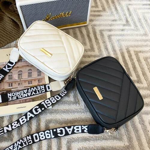 Shoulder Bag High Quality Women's PU Rolling Strip Camera Ba
