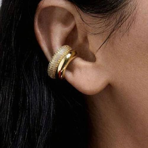 1pcs Delicate CZ Zircon Double Layer C-shape Chunky Cuff Ear