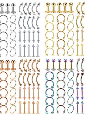 40PCS Surgical Steel Body Piercing Jewelry Lot Bulk Nose Rin