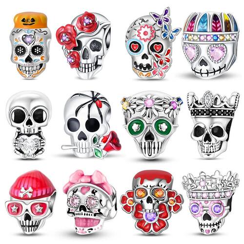 New 925 Sterling Silver Halloween Charms Bead CZ Zircon Lumi
