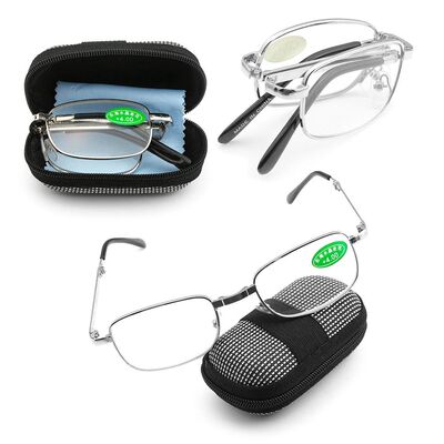 1 Pc Folding Reading Glasses with Box Ultra-light Rimless Ma