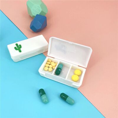 Mini Organizer Case 3 Grids Pill Box Tablet Flamingo Cactus