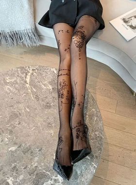 Women Sexy Tights With Patterned Tattoos Pantyhose Inscripti