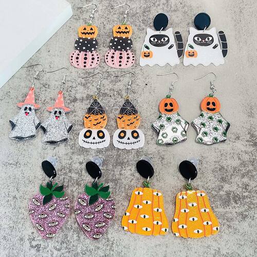 Halloween Earrings Spider Skull Pumpkin Acrylic Women's Earr