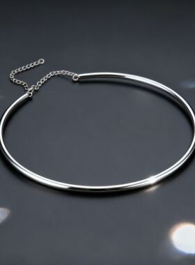 Dainty 4MM Wide Choker Necklace for Women,Silver Color Stain