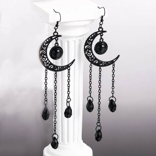 Vintage Gothic Vampire Witch Black Moon Earrings for Women
