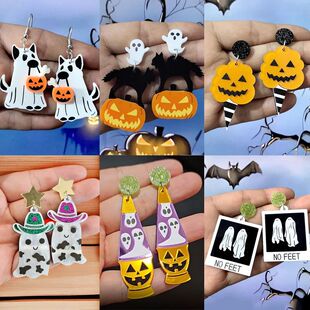 New Ghost Lamp Halloween Earrings Women Hallowmas Pumpkin Ic
