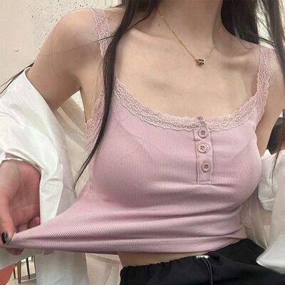 Lace Tank Top Suspenders Women Undershirt Sexy Crop Tops Fem
