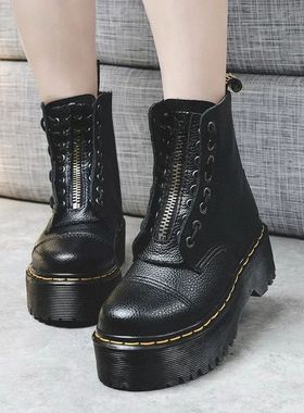 Women Boots Genuine Leather Platform Boots Motorcycle Shoes