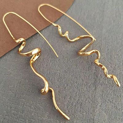 Chic Wave Drop Earrings Statemen Curved Gold/Silver Color Si