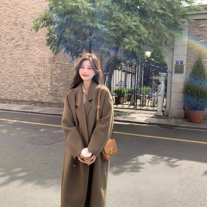 驼色高端双面羊绒大衣女2025秋冬新款韩版中长款宽松流行毛呢外套