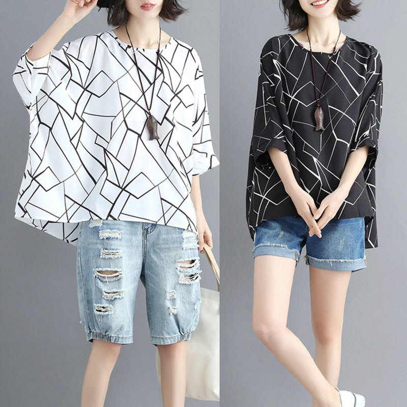 A few extra pounds Sister Large Belly T-shirt Easy Show thin summer 2019 new pattern By age Sleeve of bat Chiffon jacketin the Women's clothing/Boutique , Large size women  category - from Buy2taobao.com to provide professional Taobao agent buy service