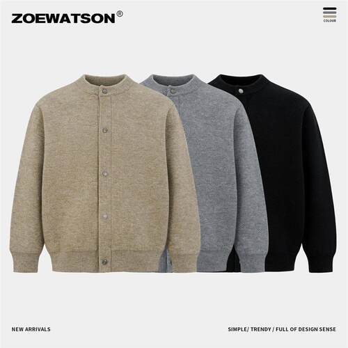 【ZOEWATSON】星空雾绒纱重磅1100G老钱风轻奢感圆领针织开衫Z551