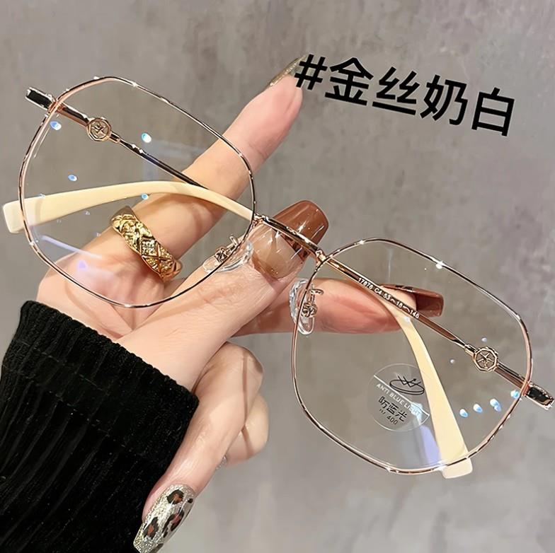 恒达眼镜金丝多边防蓝光老花镜自动调节度数智能变焦清远近两用