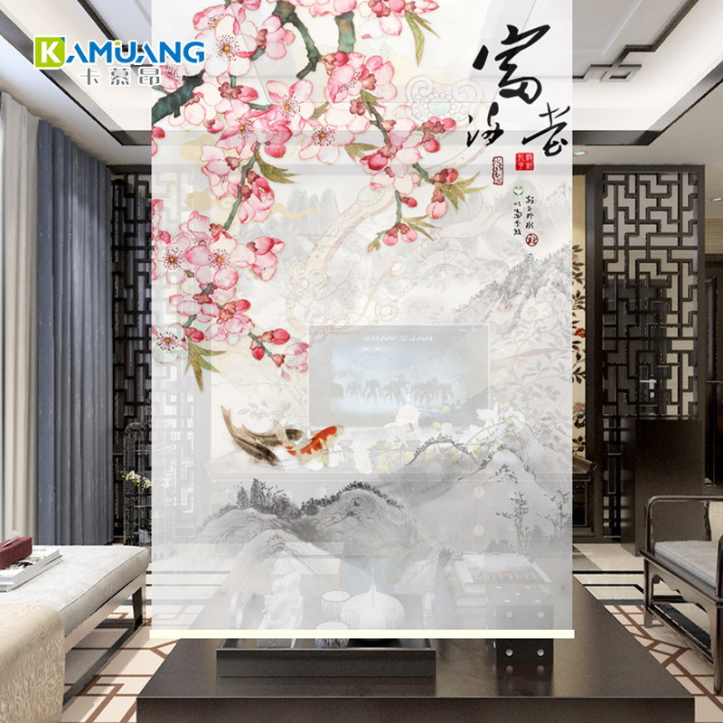 特价包邮中国风古典字画花鸟屏风隔断山水客厅阳台书房个性拉卷帘