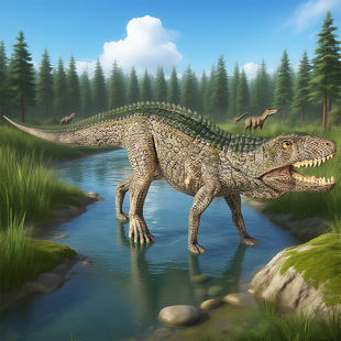 儿童史前动物玩具实心仿真后鳄兽模型波斯特鳄远古鳄鱼后鳄龙摆件