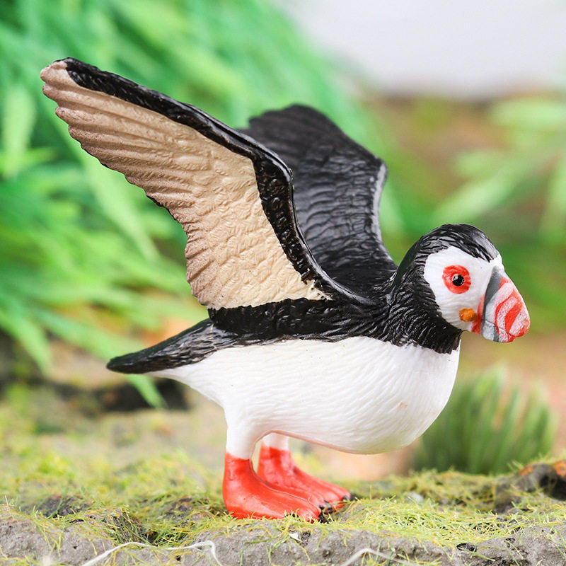 儿童仿真野生动物玩具模型认知家居摆件鸟类飞鸟展翅北极海鹦海鹰