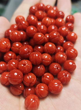 翡翠玉10mm红翡南瓜珠玉石散珠鸡血红圆珠 diy手链项链饰品配件珠