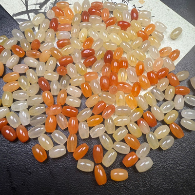 天然新疆金丝玉多宝米珠桶珠散珠批发 DIY手链项链玉石转运珠配饰
