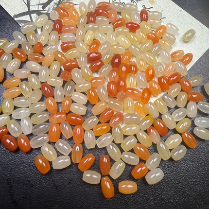 天然新疆金丝玉多宝米珠桶珠散珠批发 DIY手链项链玉石转运珠配饰