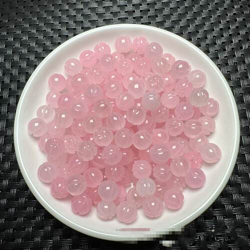 摩根石8mm粉南瓜珠玉石散珠diy饰品串珠玉石饰品手链项链配件