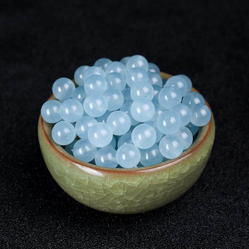 冰种天空蓝玉珠子散珠圆珠翡翠玉髓配珠diy串手链项链毛衣链材料