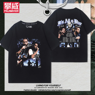 嘻哈Drake公鸭新专辑for all the dogs短袖T恤街头欧美百搭衣服潮