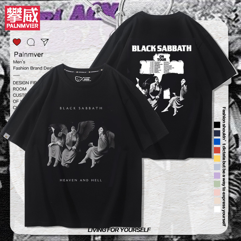 黑色安息日朋克风印花短袖宽松