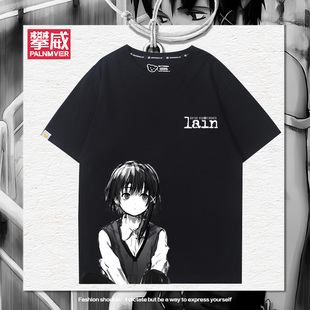 岩仓玲音lain周边短袖男女学生夏季二次元日系可爱宽松百搭t恤衫