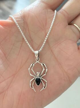 Huitan Cute Spider Animal Pendant Necklace for Girls Silver