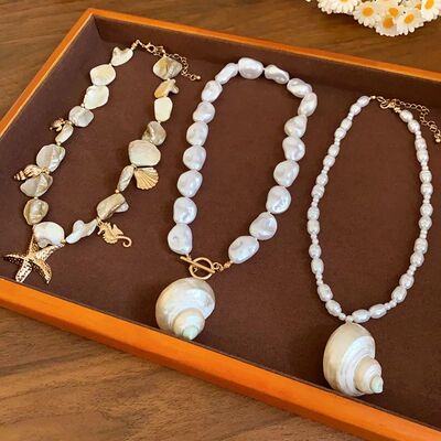 Bohemian Baroque Pearl Shell Necklace for Women Personality